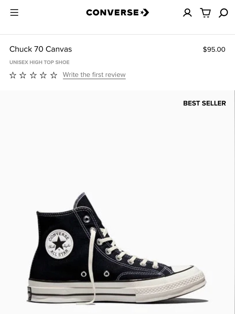 Converse Chuck 70s Canvas Taylor All Star High Top Sneakers - Black PREMIUM NWOT - Picture 7 of 7